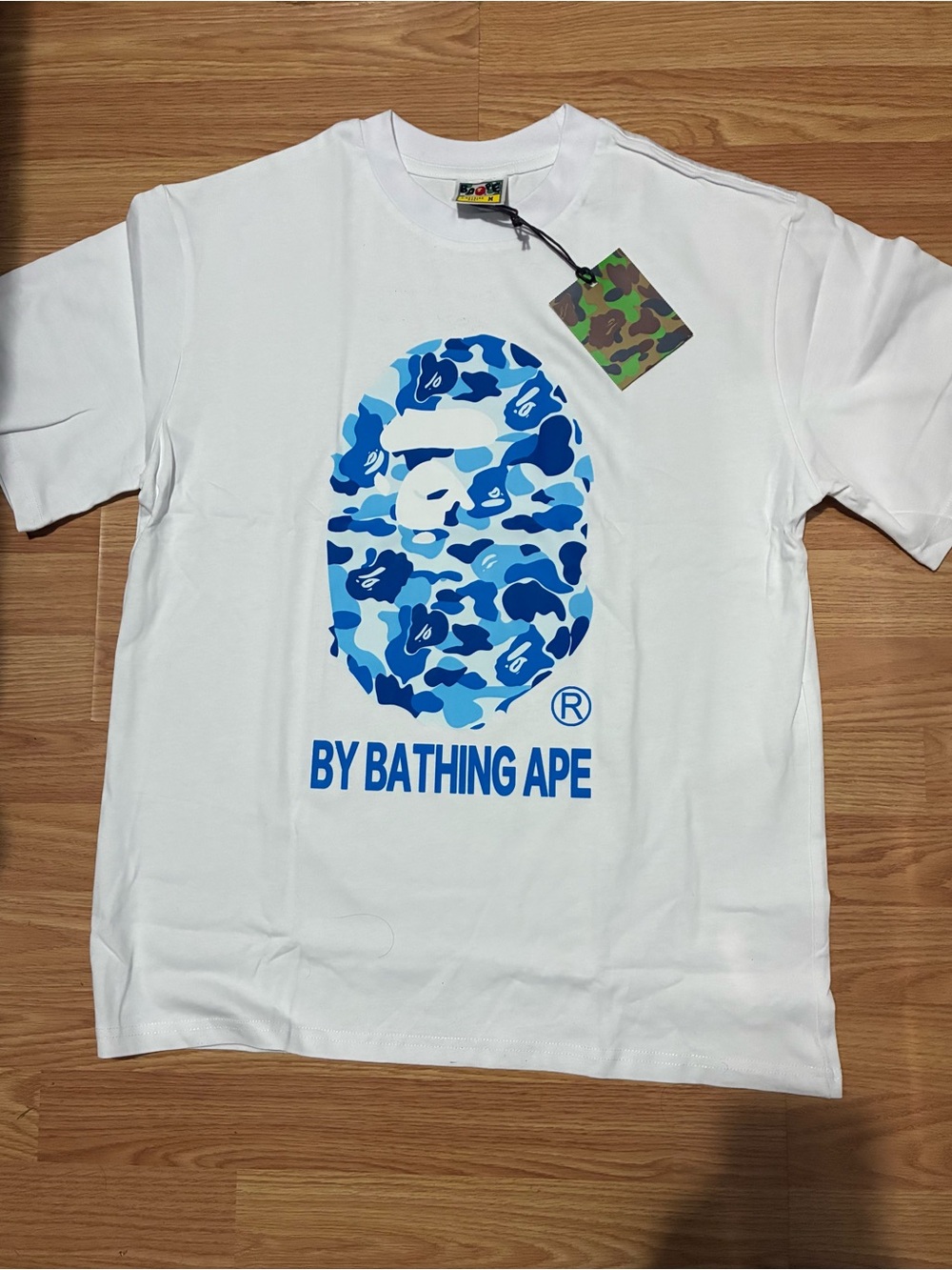 & Other Stories White Tee with Blue Camo Ape Graphic